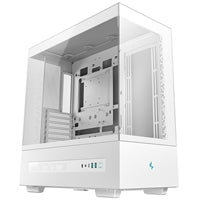 DeepCool CH690 white mid-tower case with semi-glass panel, USB-C port, and high-airflow design. DeepCool CH690 white mid-tower case with semi-glass panel, USB-C port, and high-airflow design.